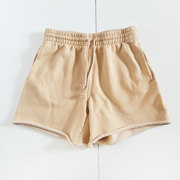 Aritzia TNA CozyAF Fleece Beige Tan High Waist Shorts - Size S - Picture 1 of 10